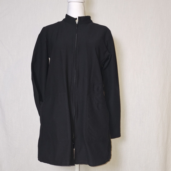 Eileen Fisher Womens Crepe Jacket Sz M Black Full Zip Stretch - Picture 3 of 13